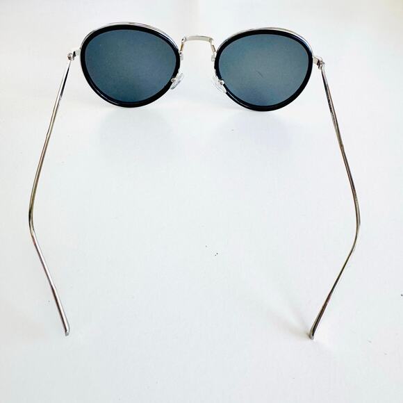 NEW NORDSTROM Black Silver $78 Slim Etch Oversized Metal Sunglasses Sunnies Y2K main image 12